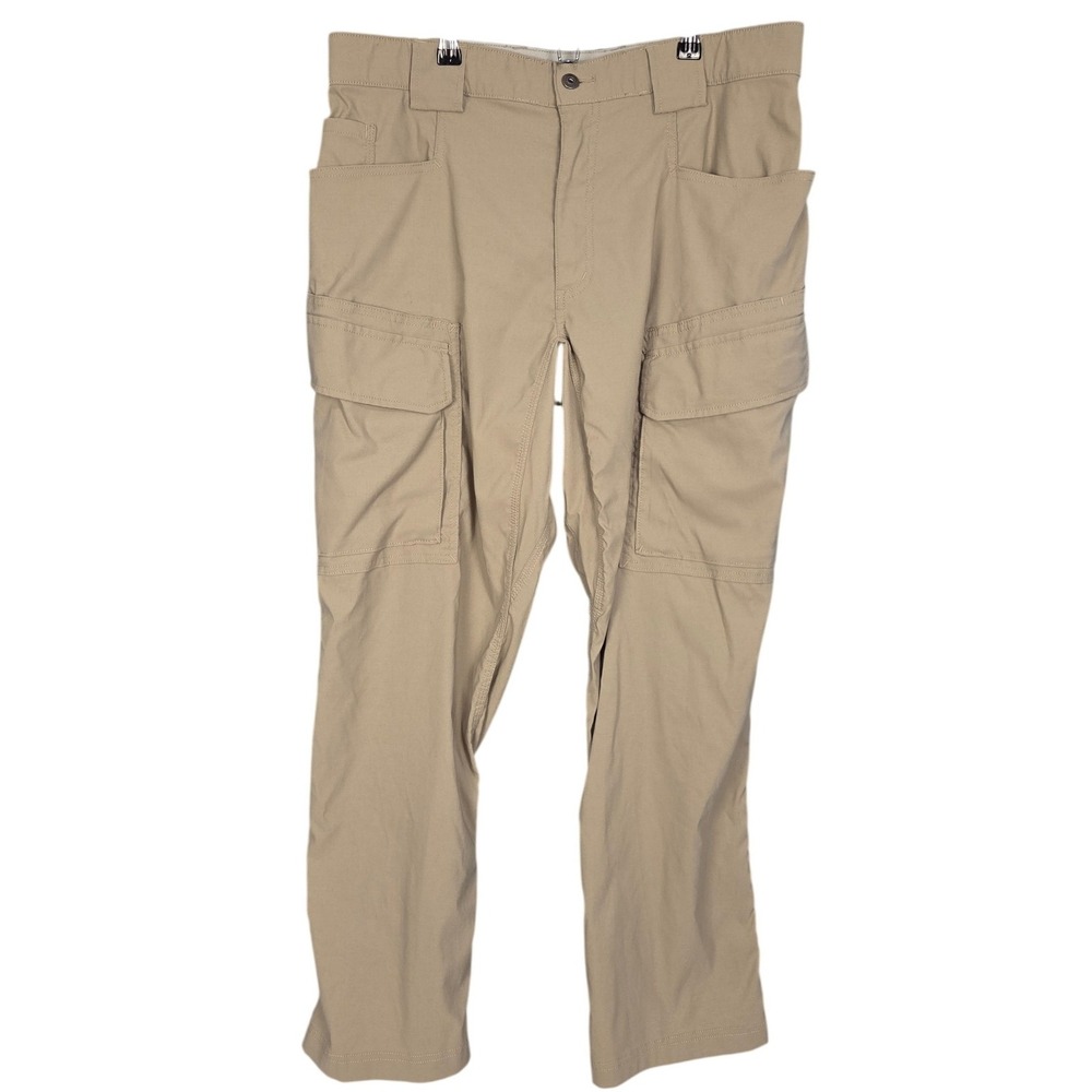 Duluth Trading Cargo Pants Men 36x30 Khaki Dry on the Fly NYLON Tactical Outdoor